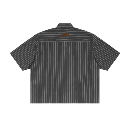 Striped Boxy Button-Up Shirt