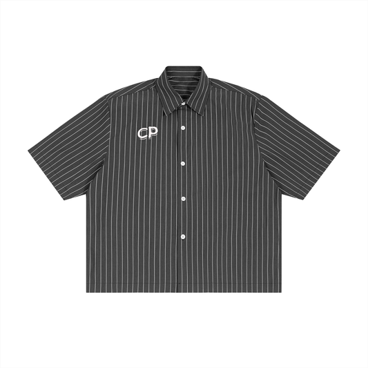 Striped Boxy Button-Up Shirt