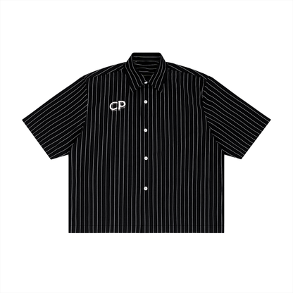 Striped Boxy Button-Up Shirt