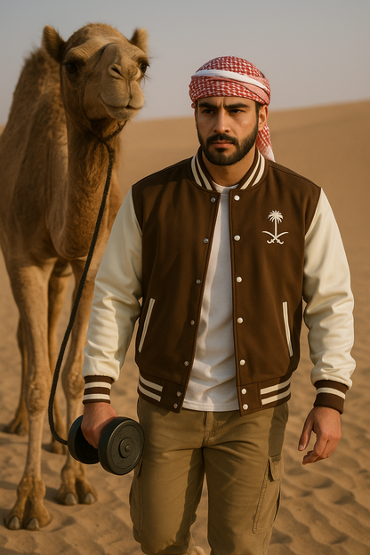 Camel Power Varsity Jacket